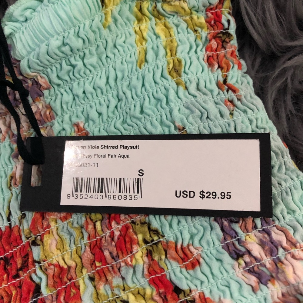 Turquoise and Floral Print Cotton On Romper - Picture 4 of 6